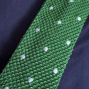 Tommy Hilfiger Green and White Knit Tie